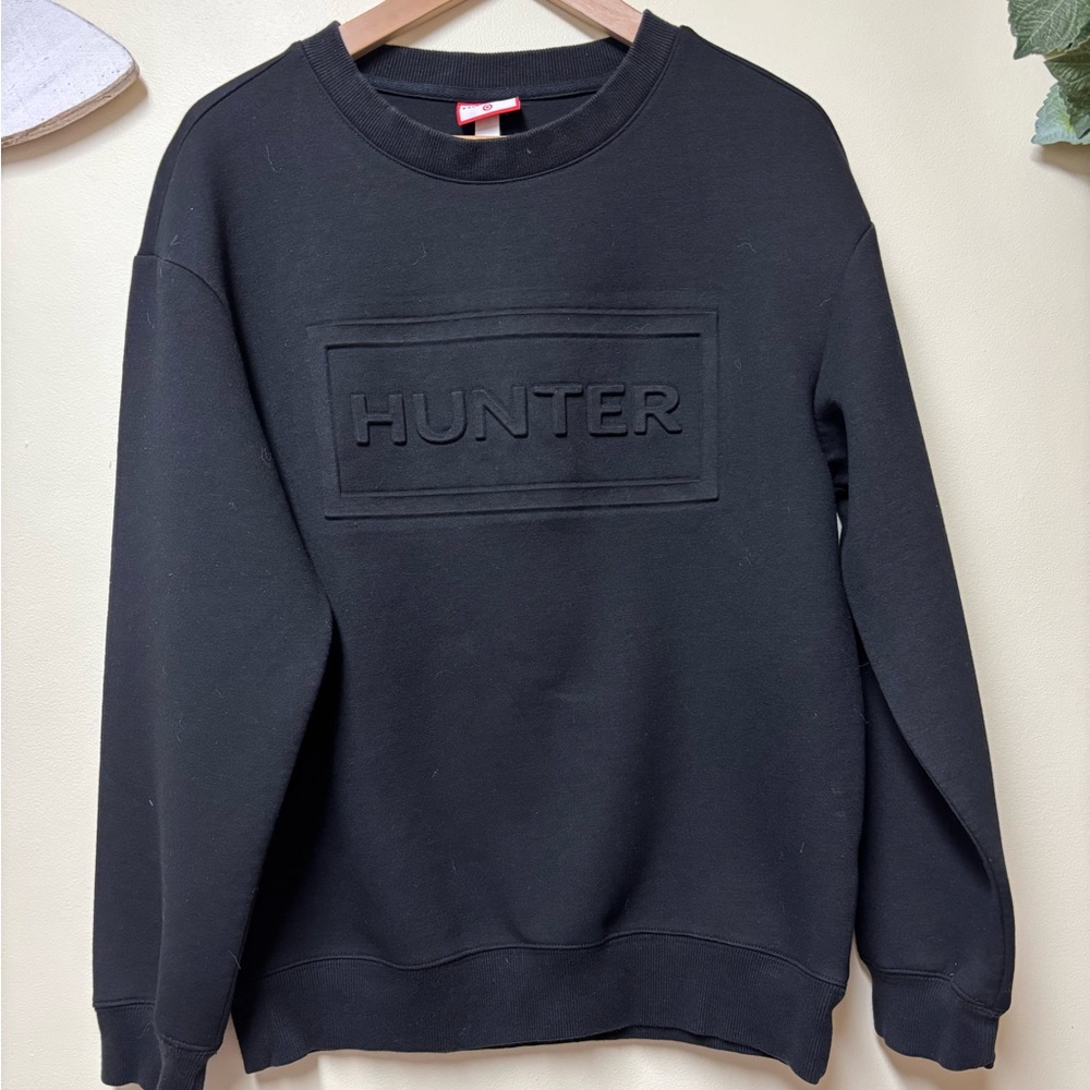 HUNTER Black Embossed Oversized Men’s Sweatshirt - Small